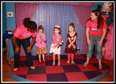 The girls learn the cha-cha slide!