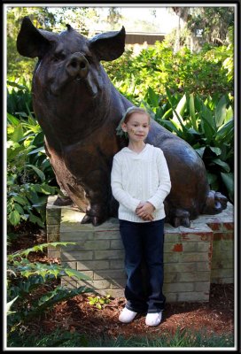3 years ago, Noelle only stood as tall as Mr. The Pig's hoof. Mr. The Pig has become our annual measuring stick for growth.