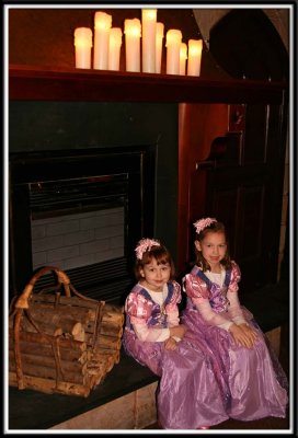 The girls by the fireplace at LeCellier