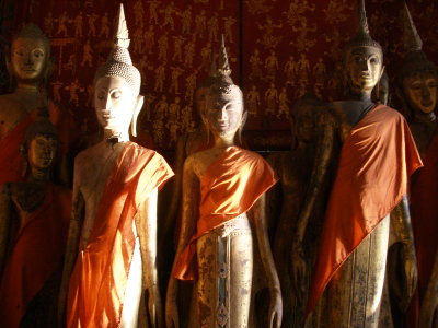 Statues in temple, Wat Xieng Thong