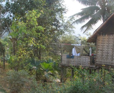 Thatched house on outskirts of village