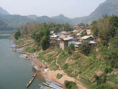 Nong Khiau and boat landing seen from bridge