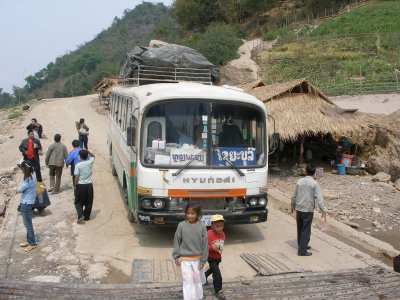 My bus waiting to cross the Mekong en route to Sainyabuli