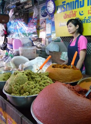 Mounds of curry paste for sale