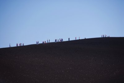 Middle Schoolers climbing cinder cone