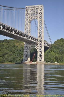 George Washington Bridge with Work Barge