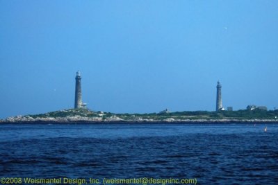 Cape Ann Twin Lighthouses on Return Trip.