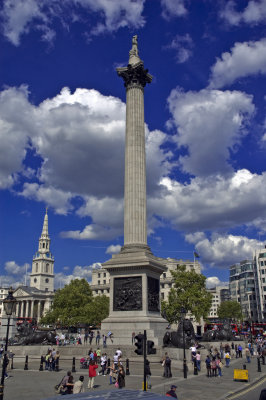 Trafalgar Square & Admiral Nelson's monument that overlooks the square