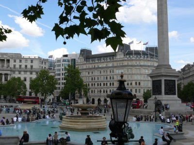 One of the fountains in Trafalgar Square