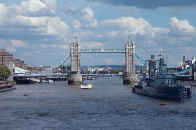 The Tower Bridge and HMS Belfast
