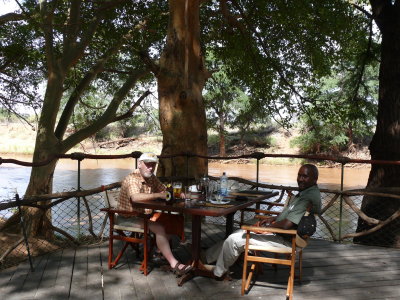 3. Jim and Daniel at lunch along the river, Larsen's Tented Camp, Samburu
