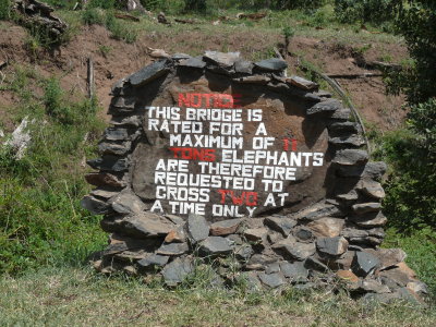 Such a cute sign before one of the small bridges at Ol Pejeta