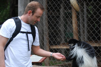 Mt. Kenya Animal Orphanage - Jamie and George - George (or Jackie) will sit on your shoulder too