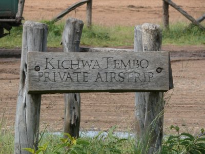 The Kichwa Tembo Airstrip signage!