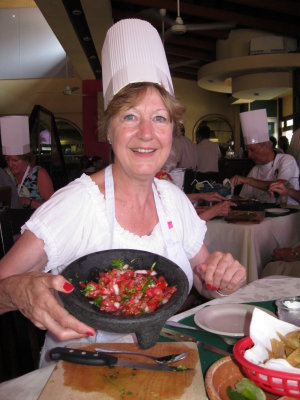 Chef Linda shows the goods