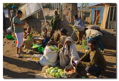 Venta de verduras en las calles de Lalibela