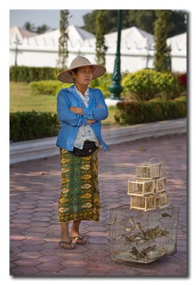 Vendedora de pajaros de la suerte  -  Good luck bird woman seller