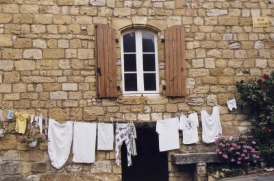 The wash is hung out to dry...