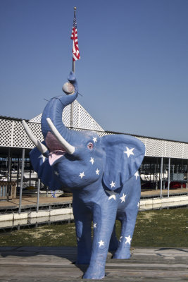 The blue elephant at the marina...