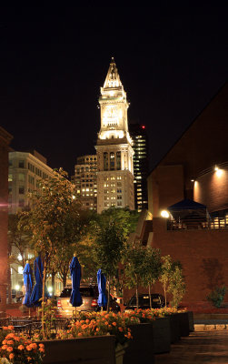 The Custom House tower of Boston at Night