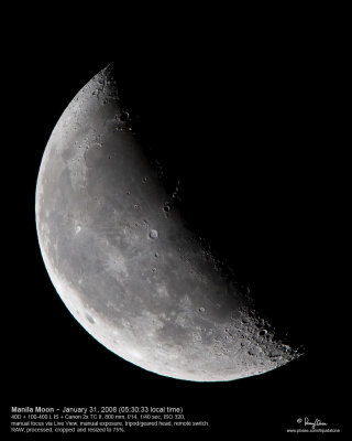 Manila Moon - January 31, 2008

[40D + 100-400 L IS + Canon 2x II, 800 mm, 75% CROP]