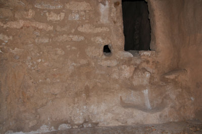 Interior of Adobe Structure Showing Entrance to Cave Section