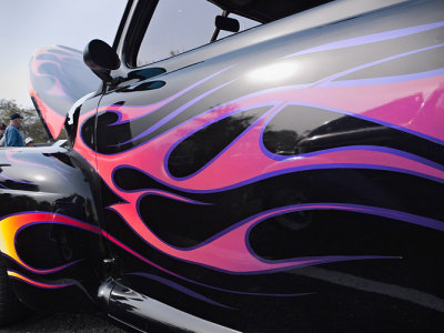 Coupe with Wild Pink Flames