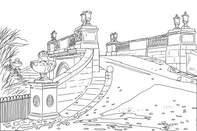 Chiswick House Bridge 2008 - drawing prior to painting
