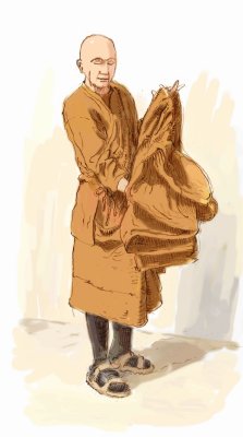 Enrobe1 - scanned pencil plus digital watercolour
