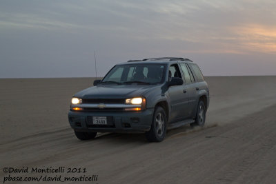 Kuwait - Our car with sunset at Al Abraq