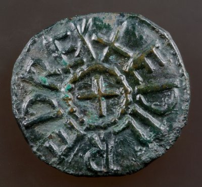 The Kingdom of Northumbria, Æthelred II copper styca from Bolton Percy hoard found in 1847.