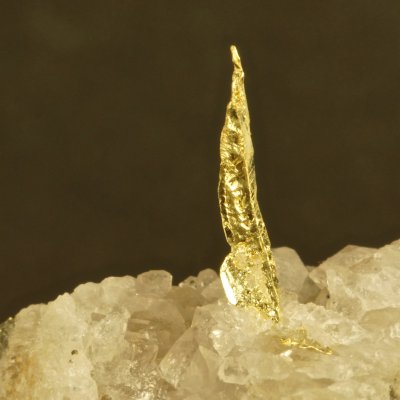 8 mm gold crystal on 25 mm drusy quartz. Rosia Montana, Romania. 
