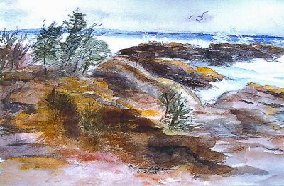 Monnie's watercolor 'Seascape'