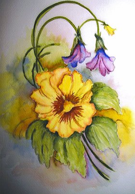Monnie's watercolor 'Yellow Flower'