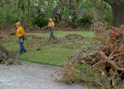 DEBRIS IN FRONT OF THE CHURCH