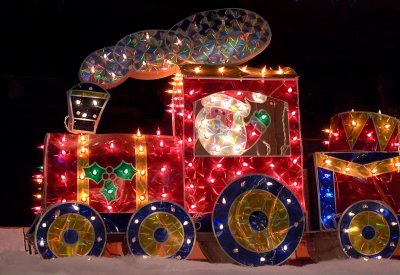 A SANTA TRAIN, MADE OF LIGHTS & STAINED GLASS - ISO 800