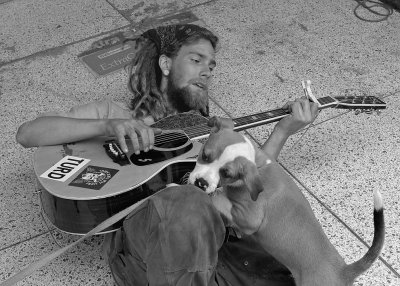 STREET MUSICIAN WITH HIS BEST FRIEND  -  ISO 80