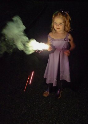 NEIGHBORHOOD CHILD WITH A SPARKLER  -  ISO 800  -  HAND-HELD AT 1/20 SECOND!