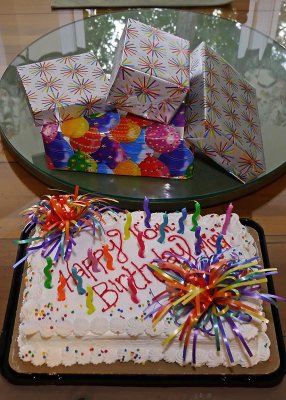 GRANDDAUGHTER'S BIRTHDAY CAKE AND PRESENTS  -  ISO 400