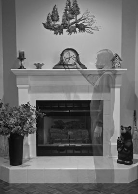 WISHING SHE COULD TURN BACK THE CLOCK - IN-CAMERA MULTIPLE EXPOSURE