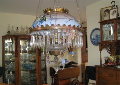 Antique chandelier with crystal pendants - different view