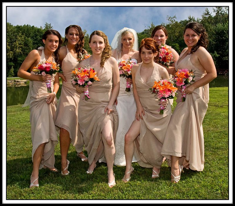 The Gals Present their Flowers and Legs Too.