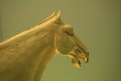 Detail of Polychrome glazed pottery horse