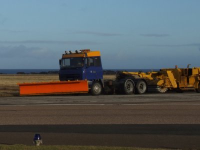 Colourful snow plough at Wick
