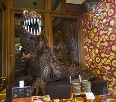 bruges, chocolate dinosaur