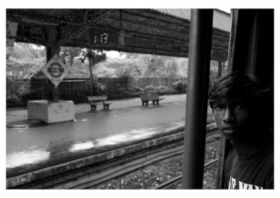 Train journey in monsoon rain