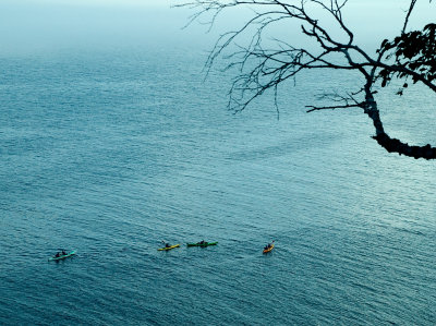 closeup of sea kayaks