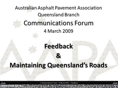 AAPA Q Communications  Forum - March 2009