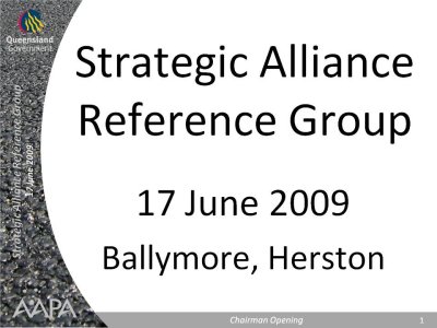Strategic Alliance Reference Group 17 June 2009