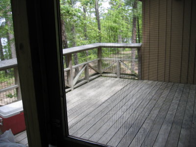 Screened in porch looking at the deck